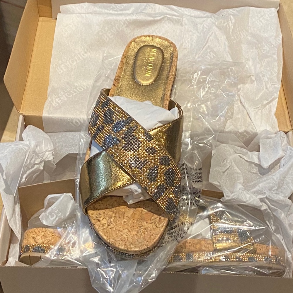 Kenneth Cole Shore-ly sandals leopard print NIB